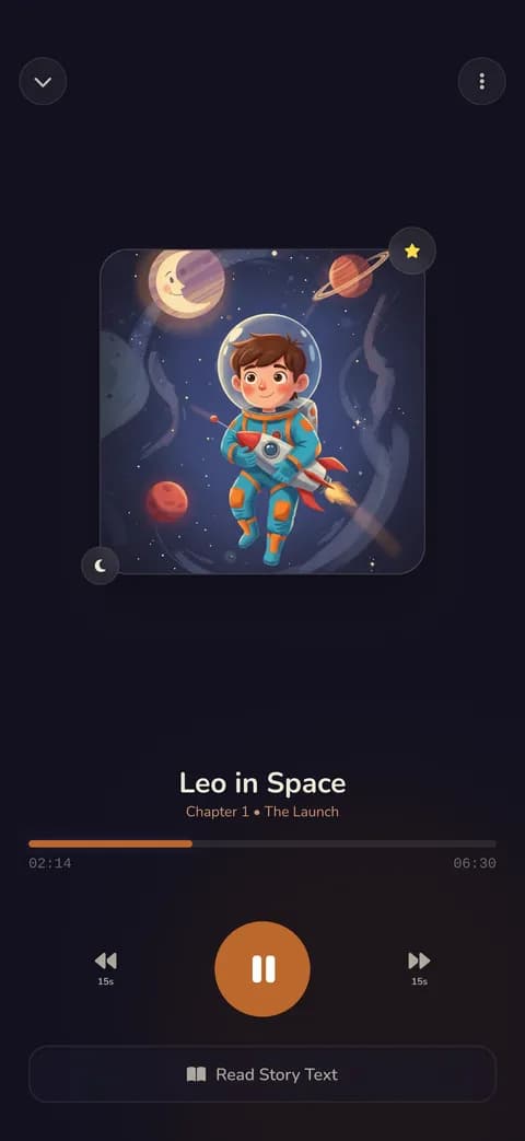 TellyTale app — audio player screen